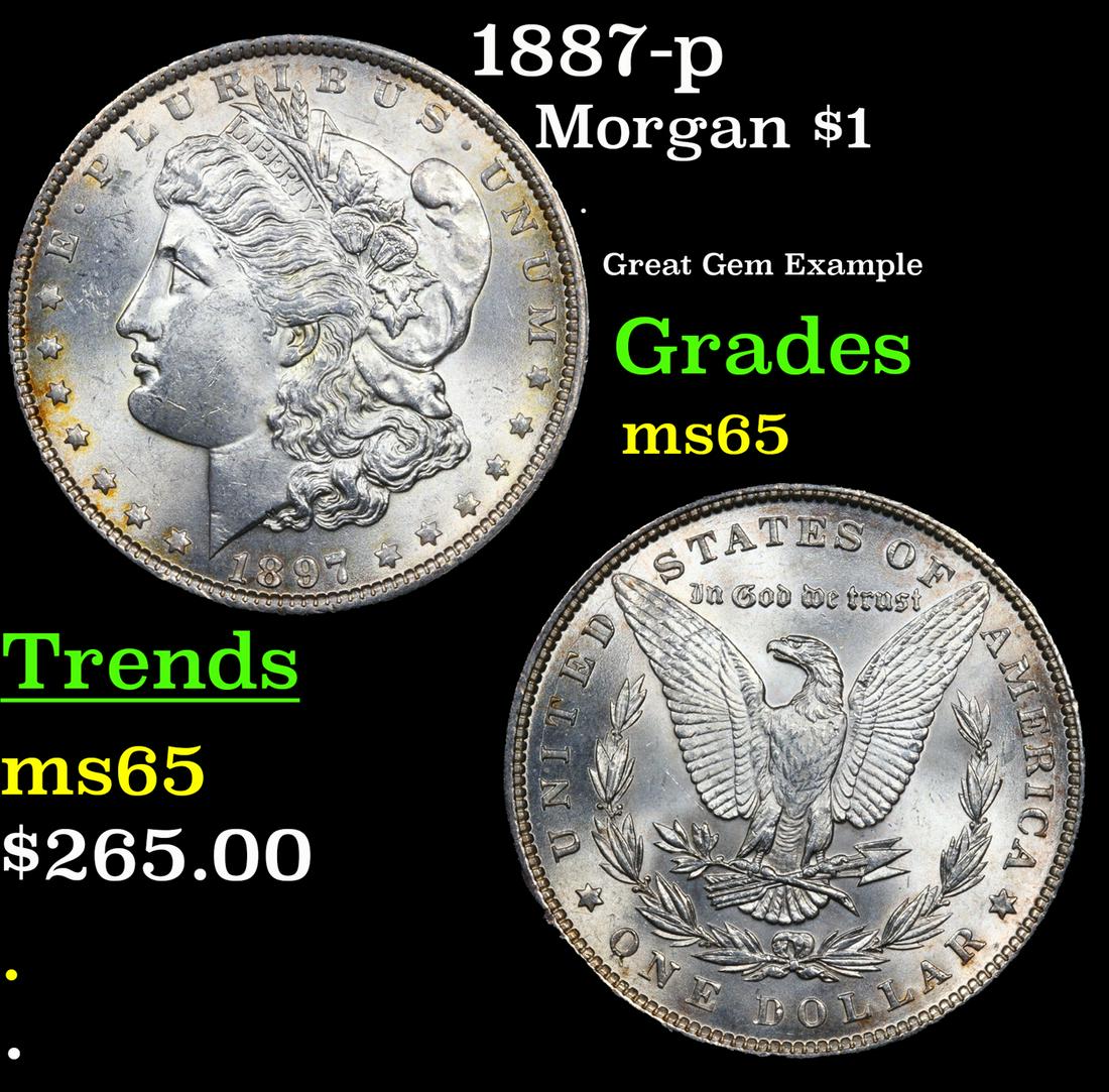 1897-p Morgan Dollar $1 Grades GEM Unc (1 of 3)