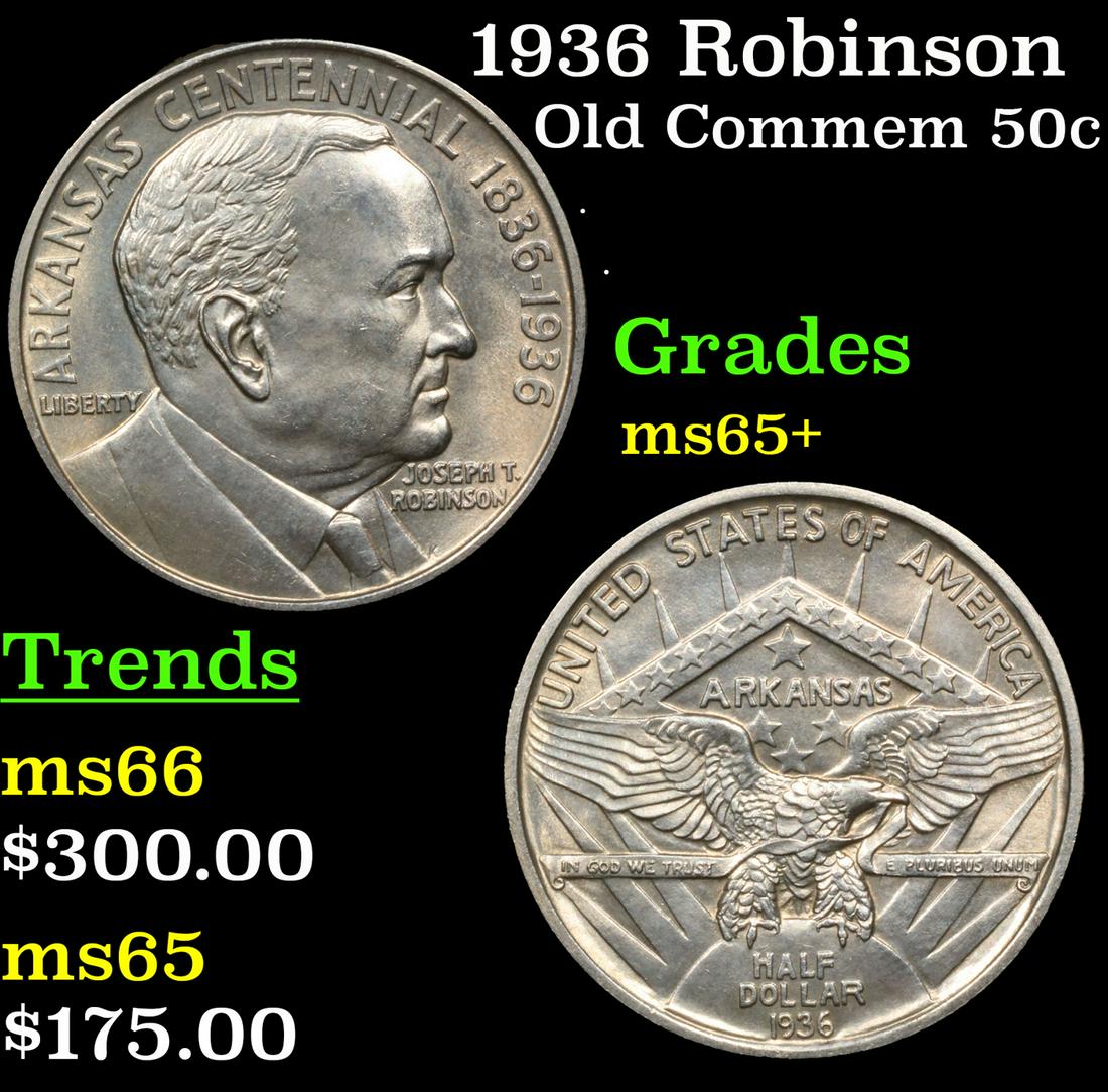1936 Robinson Old Commem Half Dollar 50c Grades GEM+ Unc (1 of 3)