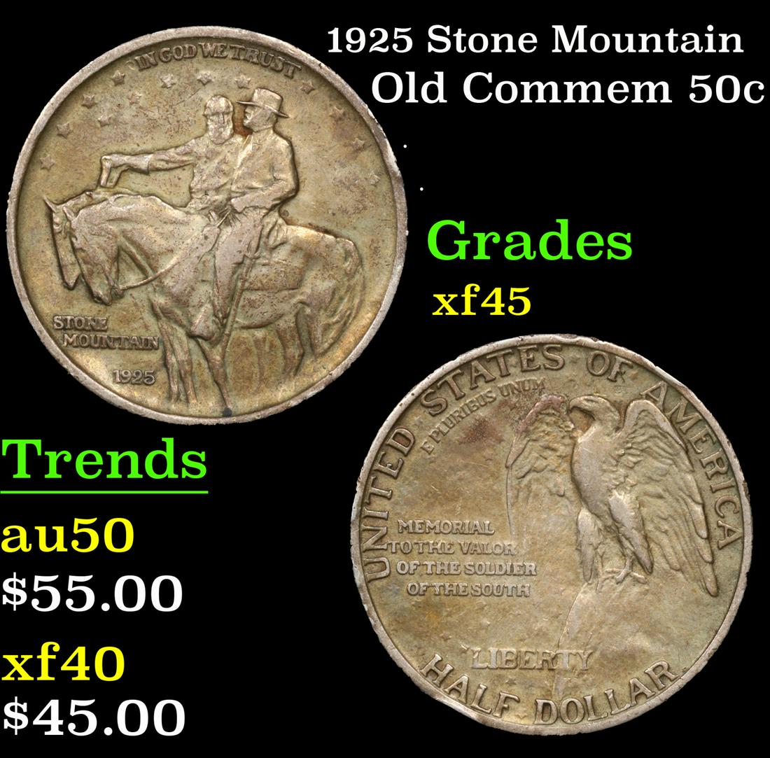 1925 Stone Mountain Old Commem Half Dollar 50c Grades xf+ (1 of 3)