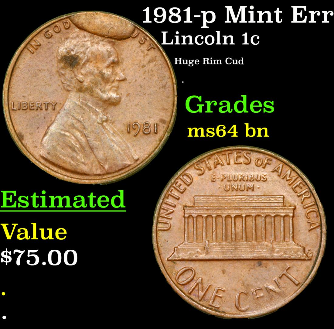 1981-p Lincoln Cent Mint Error 1c Grades Choice Unc BN (1 of 3)