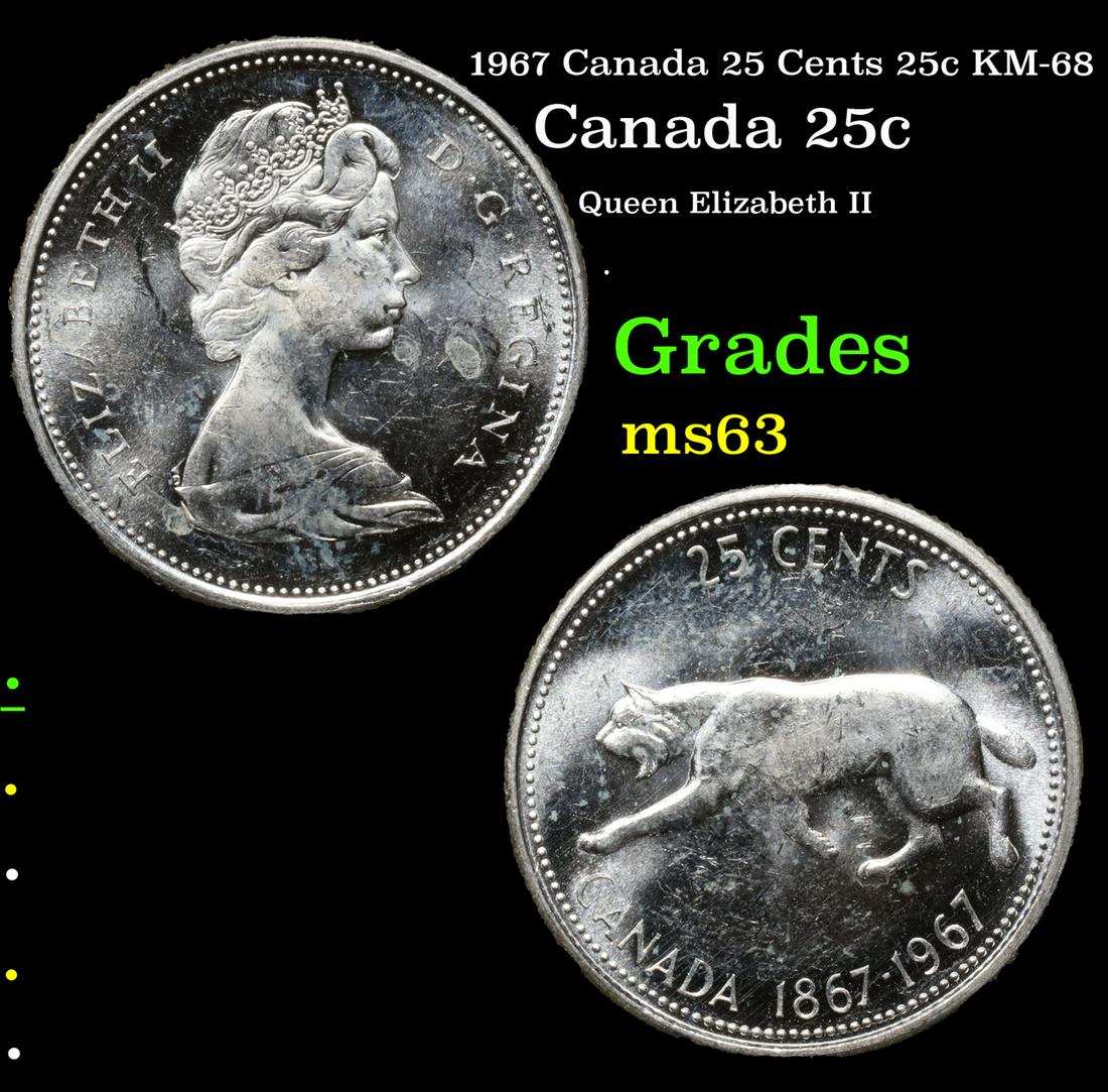 1967 Canada 25 Cents 25c KM-68 Grades Select Unc (1 of 3)