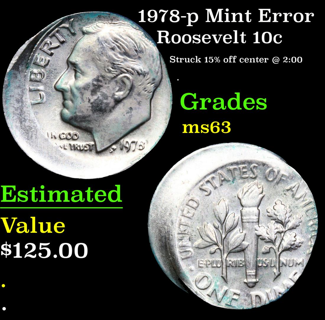 1978-p Roosevelt Dime Mint Error 10c Grades Select Unc (1 of 3)
