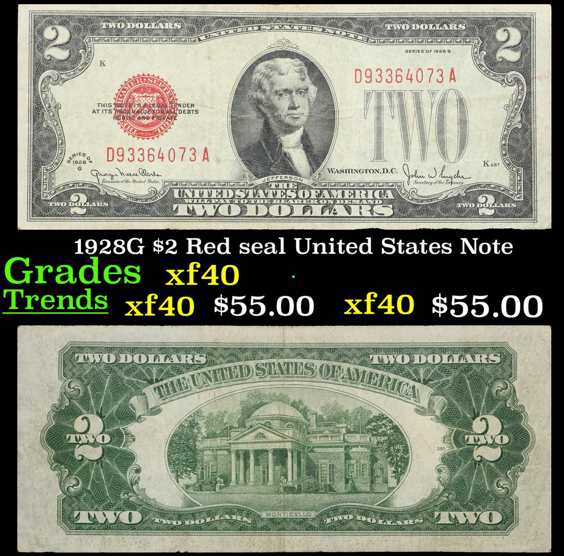 1928G $2 Red seal United States Note Grades xf (1 of 3)