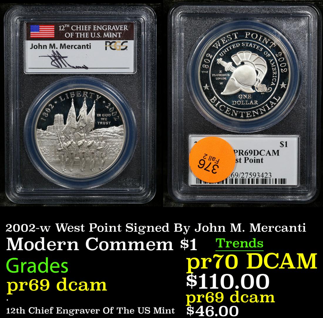 Proof PCGS 2002-w West Point Modern Commem Dollar Signed By John M. Mercanti $1 Graded pr69 dcam By (1 of 3)