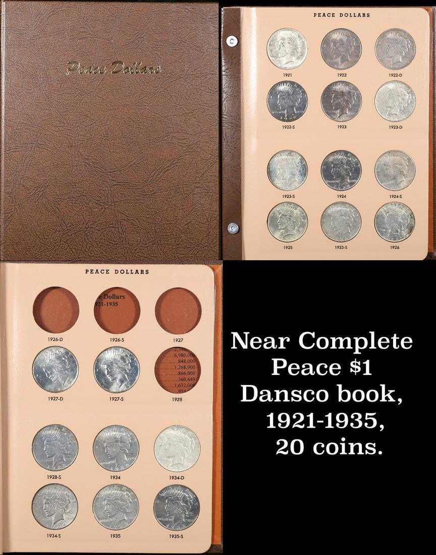 ***Auction Highlight*** Near Complete Peace $1 Dansco book, 1921-1935, 20 coins. (fc) (1 of 4)
