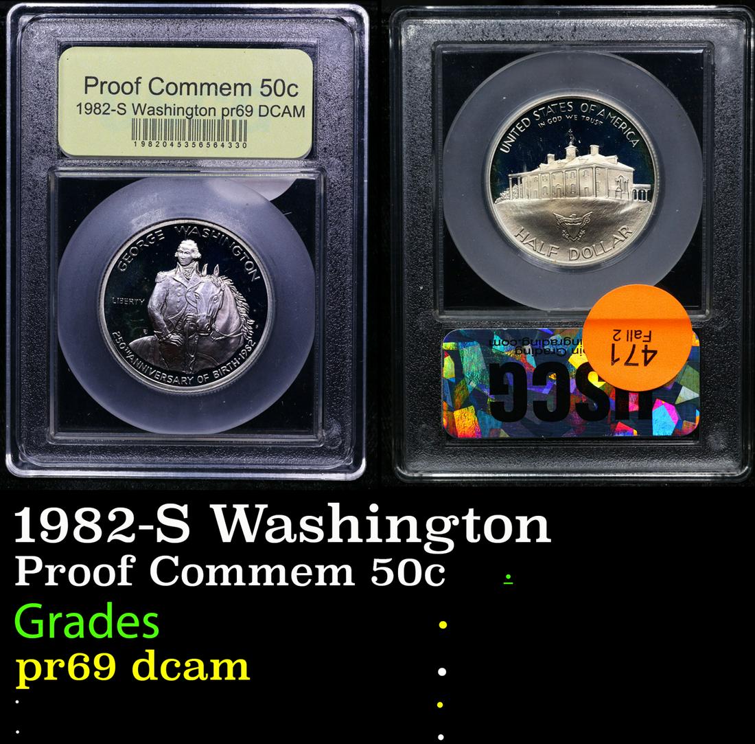 Proof 1982-S Washington Modern Commem Half Dollar 50c Graded GEM++ Proof Deep Cameo By USCG (1 of 3)