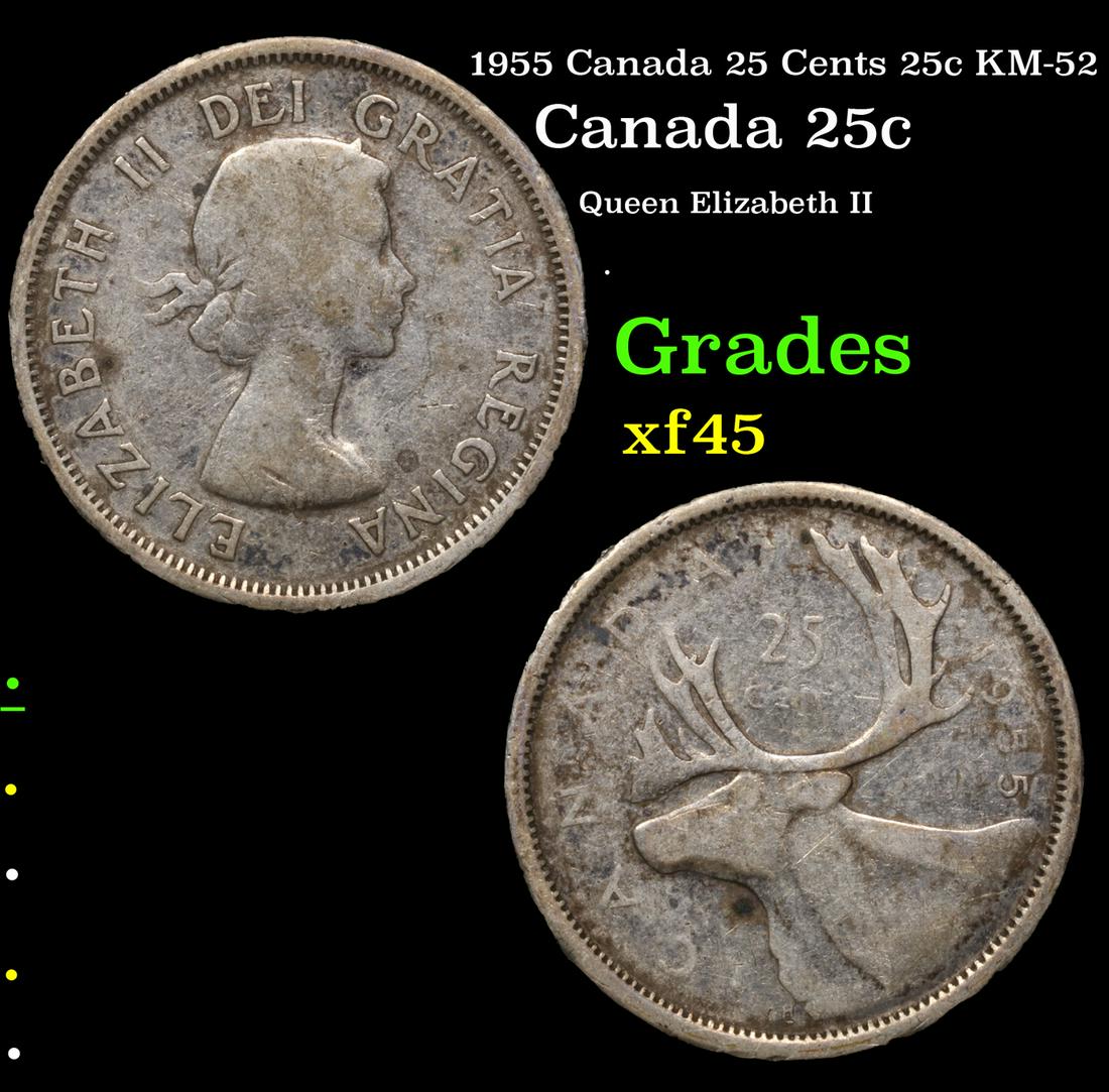 1955 Canada 25 Cents 25c KM-52 Grades xf+ (1 of 3)