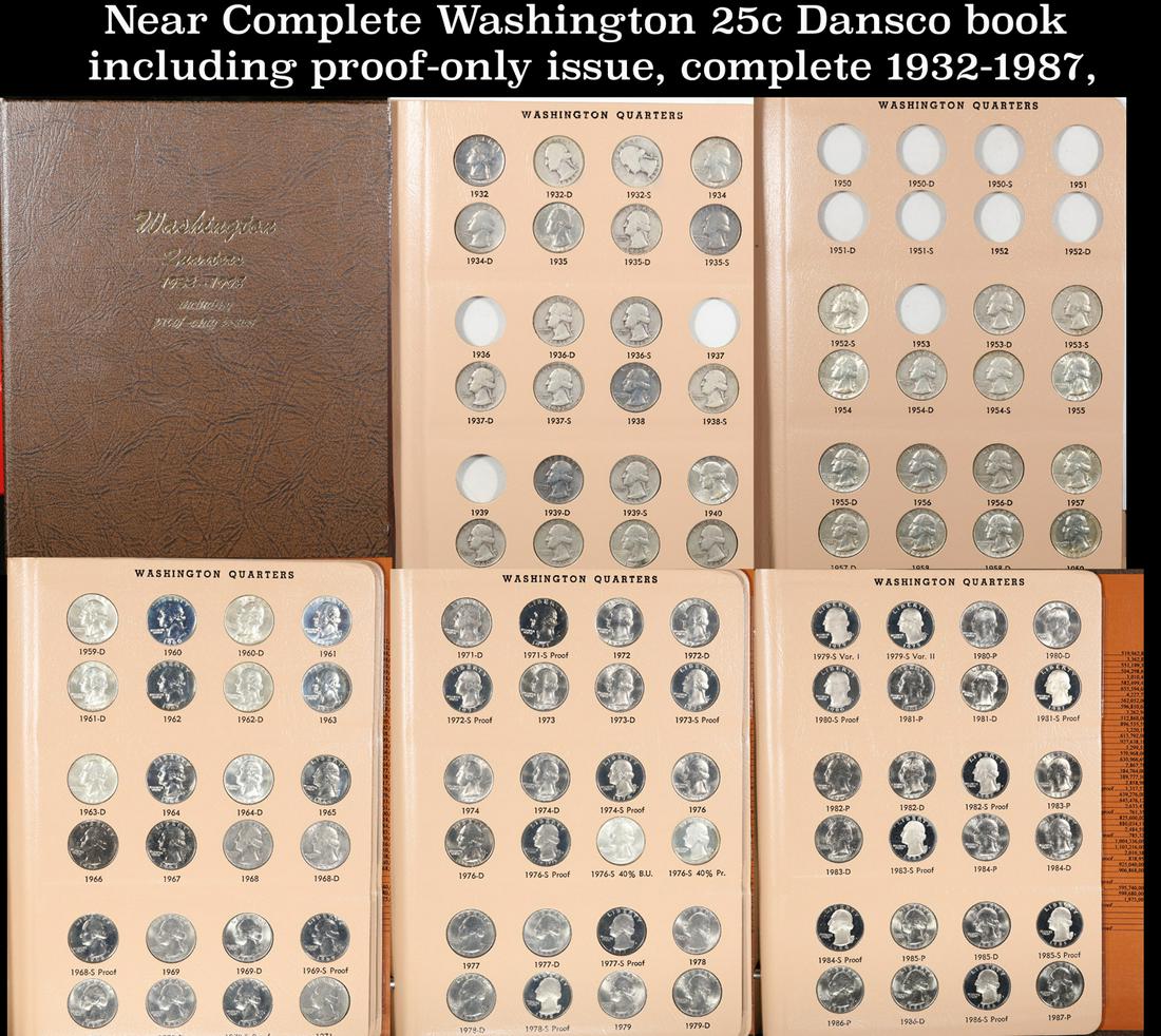 ***Auction Highlight*** Near Complete Washington 25c Dansco book including proof-only issue, (1 of 7)