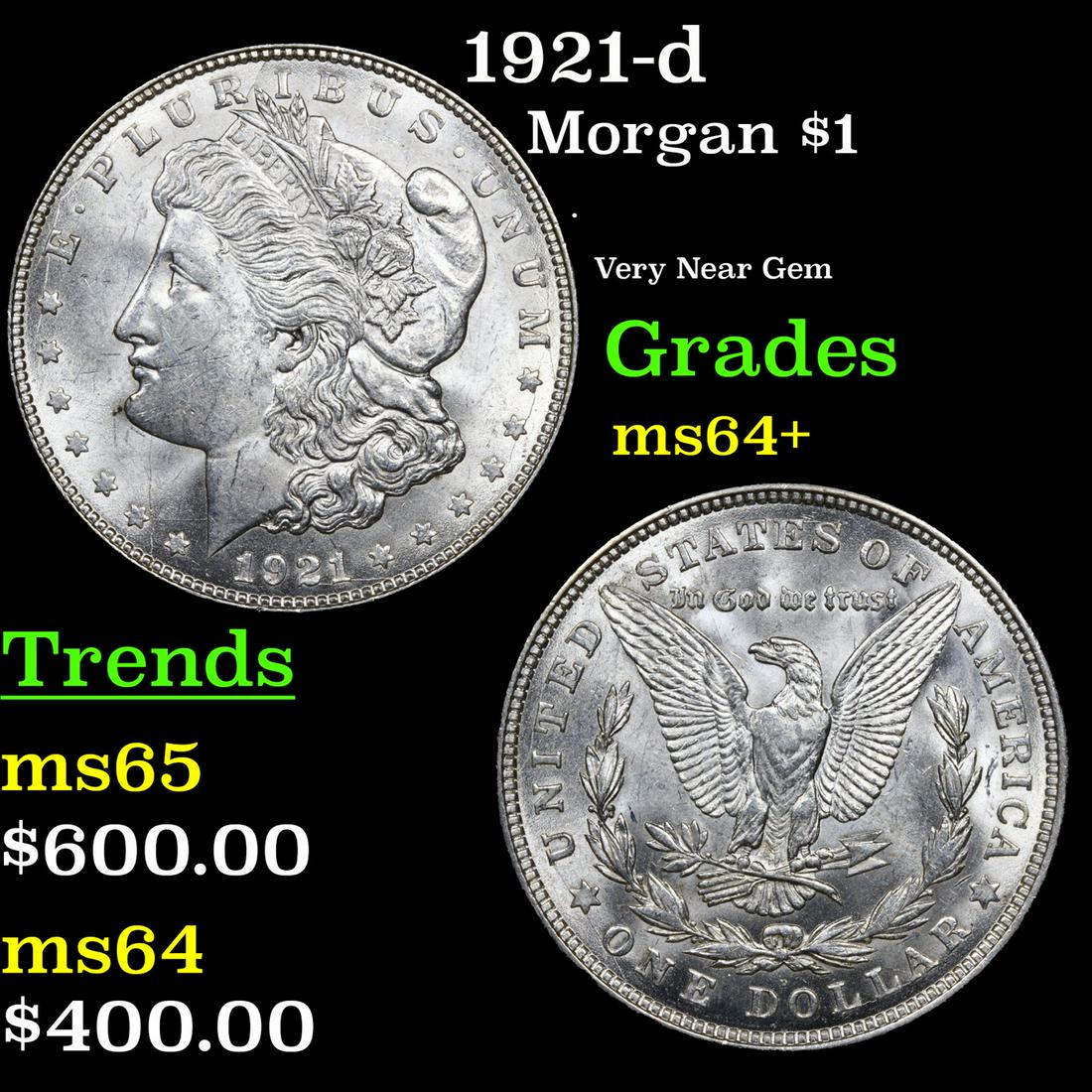 1921-d Morgan Dollar $1 Grades Choice+ Unc (1 of 3)