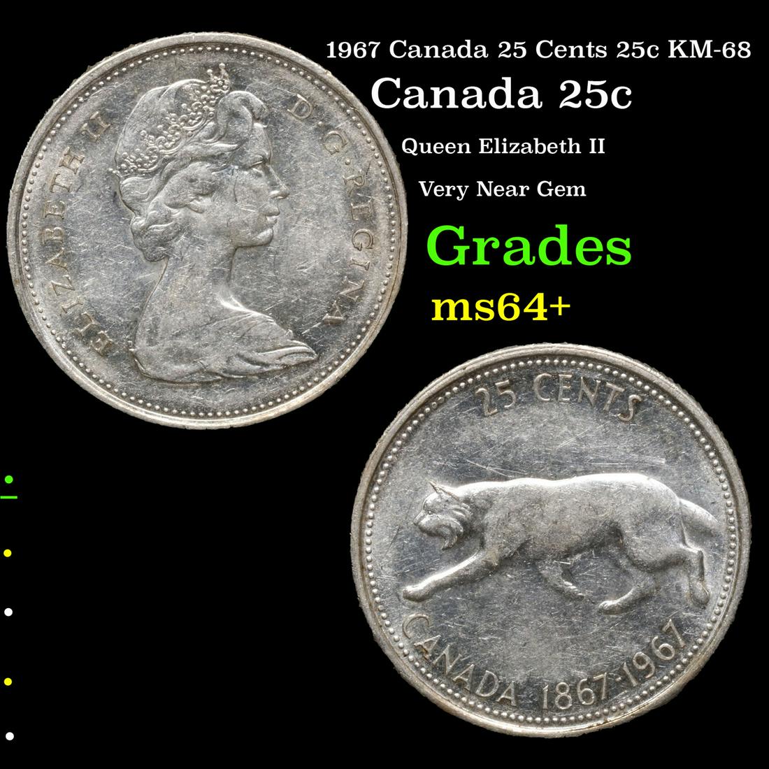 1967 Canada 25 Cents 25c KM-68 Grades Choice+ Unc (1 of 3)