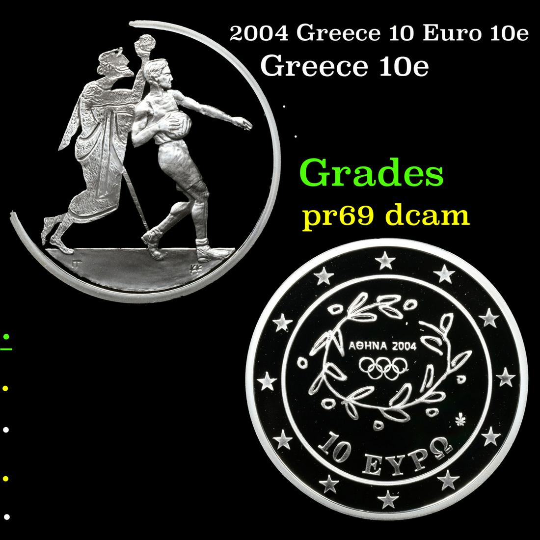 Proof 2004 Greece 10 Euro 10e Grades GEM++ Proof Deep Cameo (1 of 3)