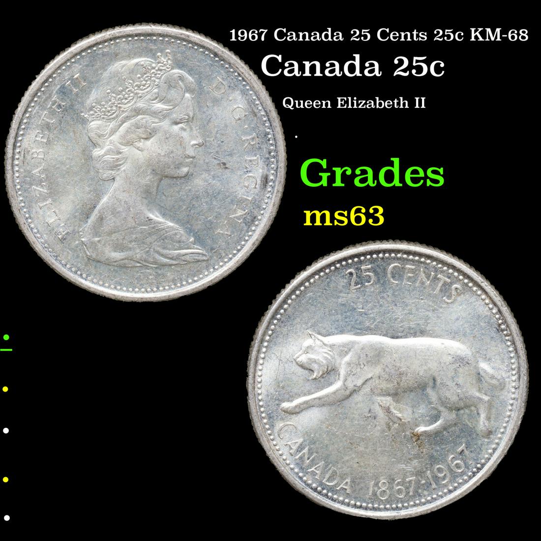 1967 Canada 25 Cents 25c KM-68 Grades Select Unc (1 of 3)
