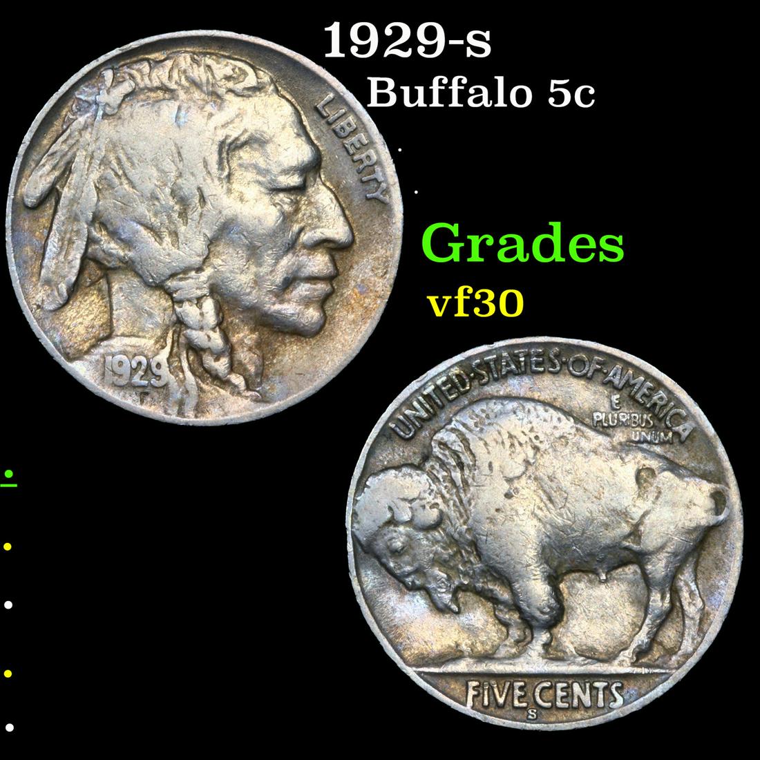 1929-s Buffalo Nickel 5c Grades vf++ (1 of 3)