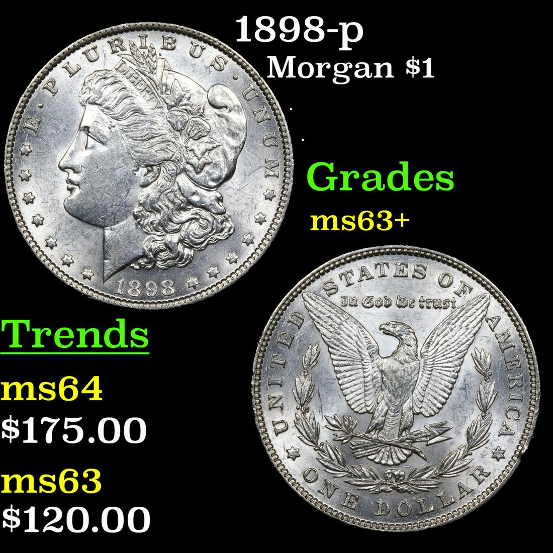 1898-p Morgan Dollar $1 Grades Select+ Unc (1 of 3)