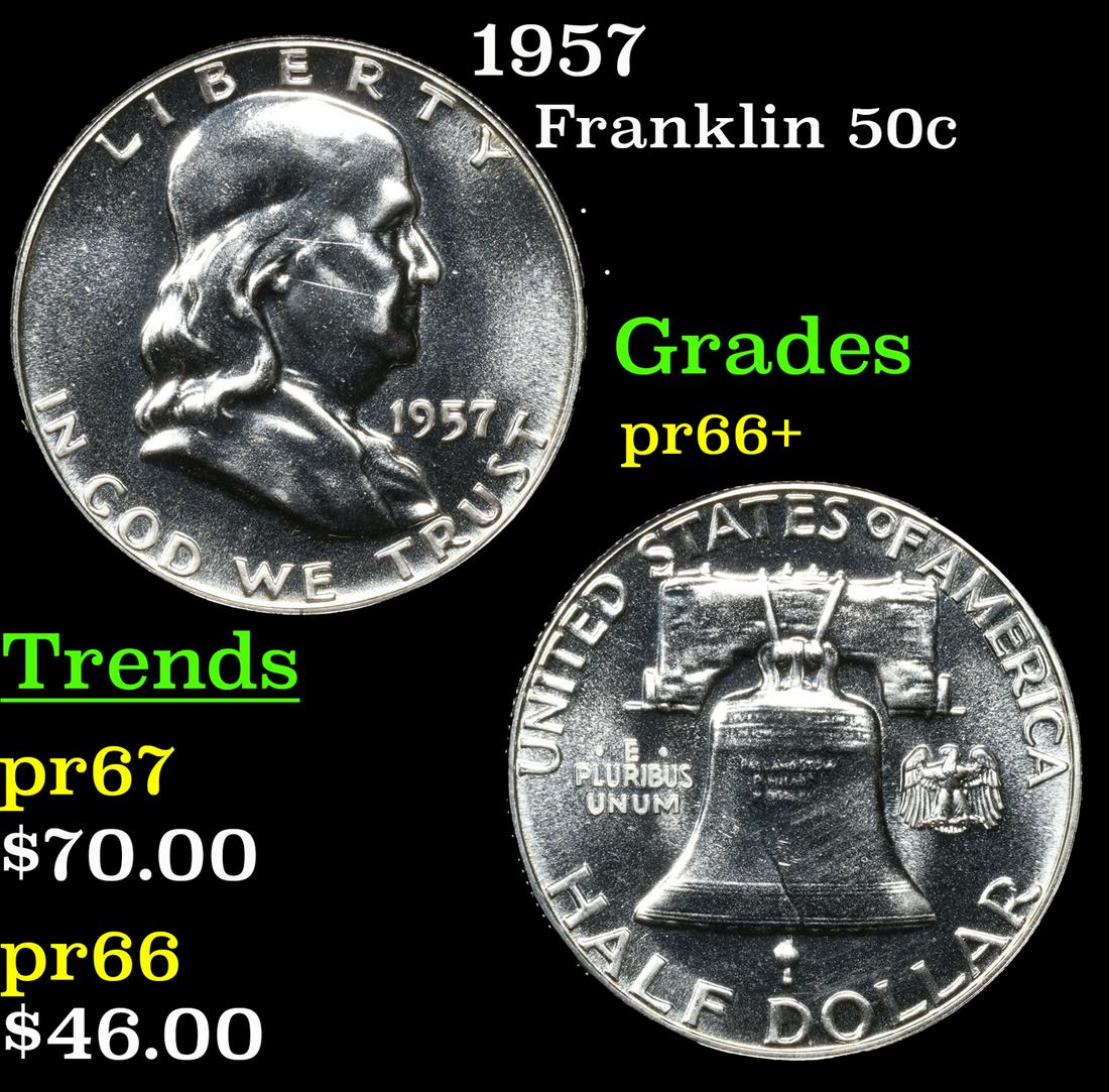 Proof 1957 Franklin Half Dollar 50c Grades GEM++ Proof (1 of 3)
