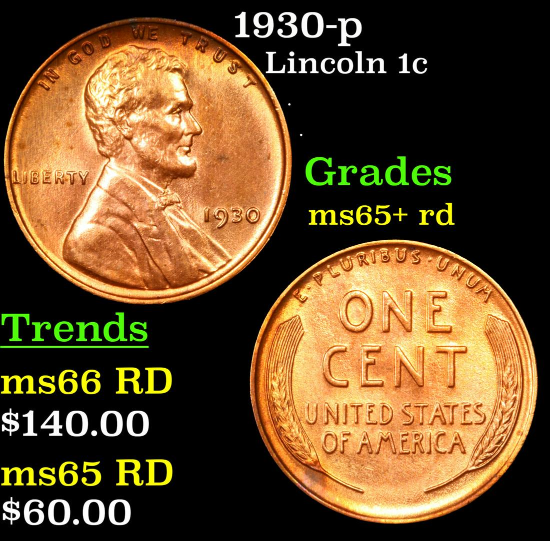 1930-p Lincoln Cent 1c Grades Gem+ Unc RD (1 of 3)