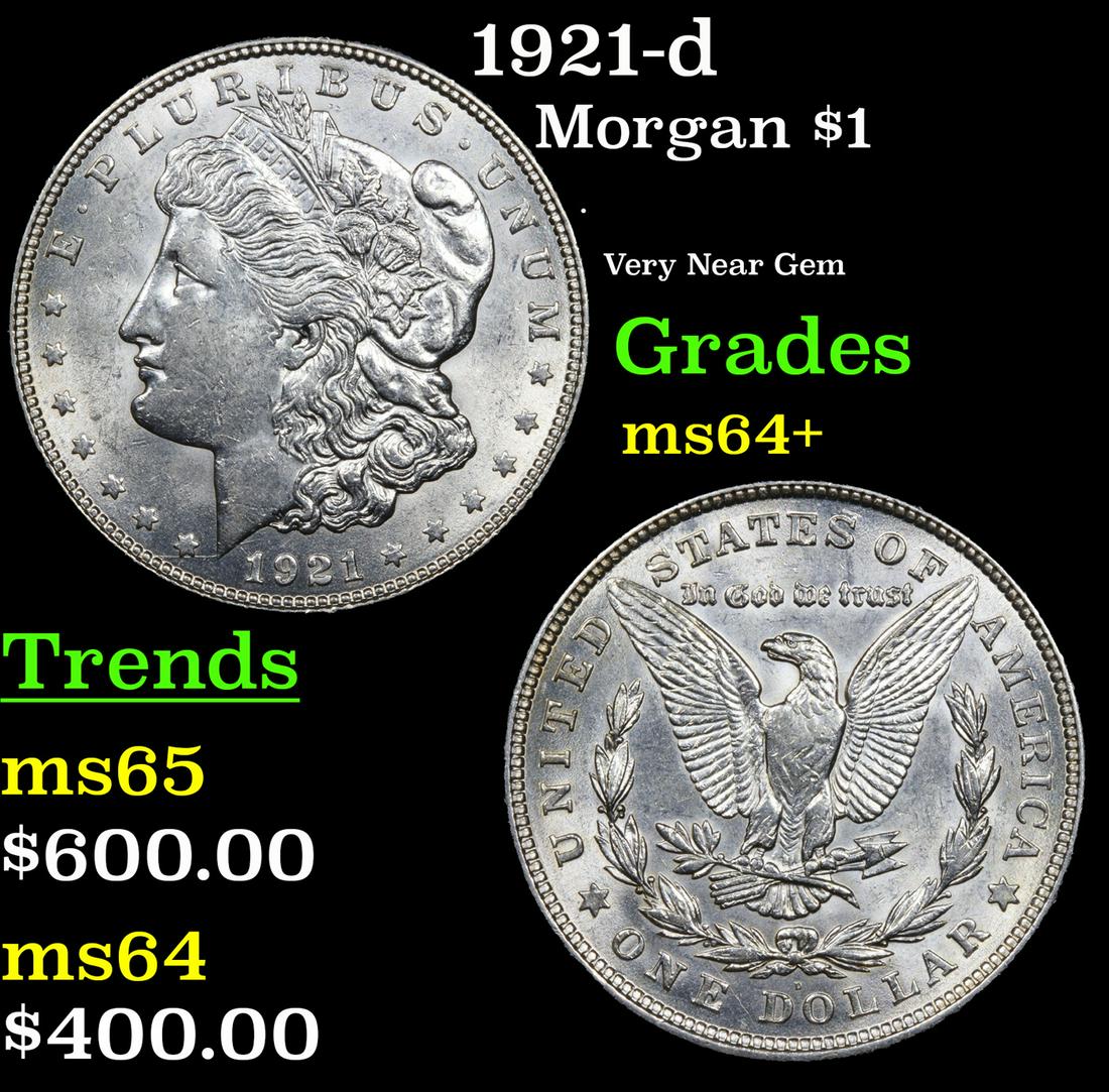 1921-d Morgan Dollar $1 Grades Choice+ Unc (1 of 3)