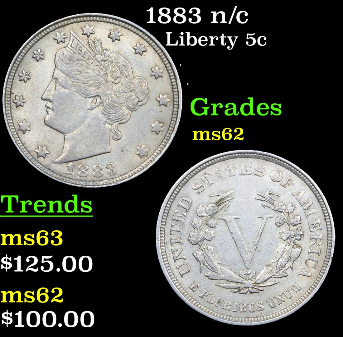1883 n/c Liberty Nickel 5c Grades Select Unc (1 of 3)