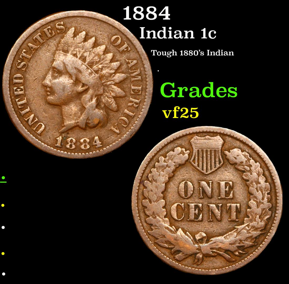 1884 Indian Cent 1c Grades vf+ (1 of 3)