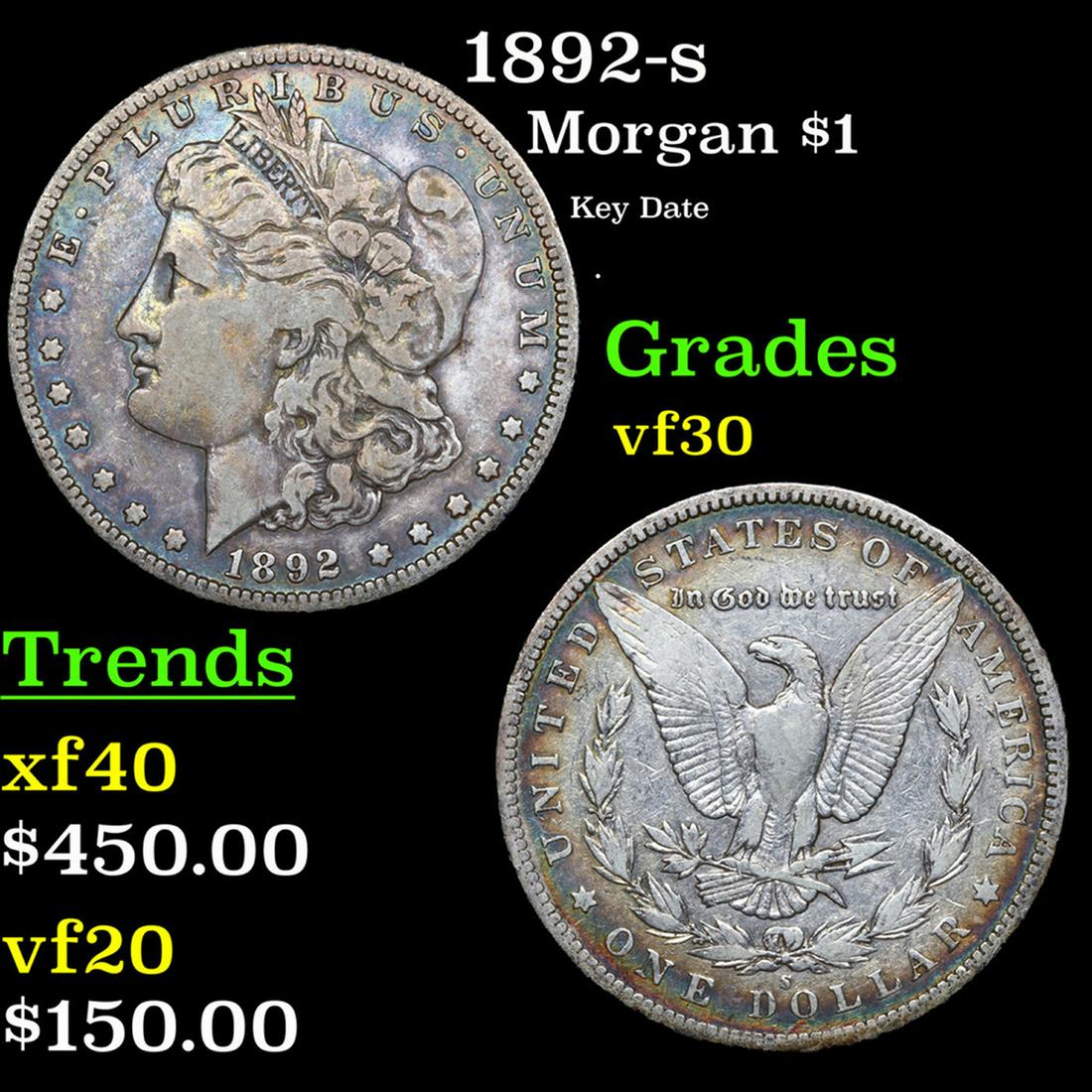1892-s Morgan Dollar $1 Grades vf++ (1 of 3)