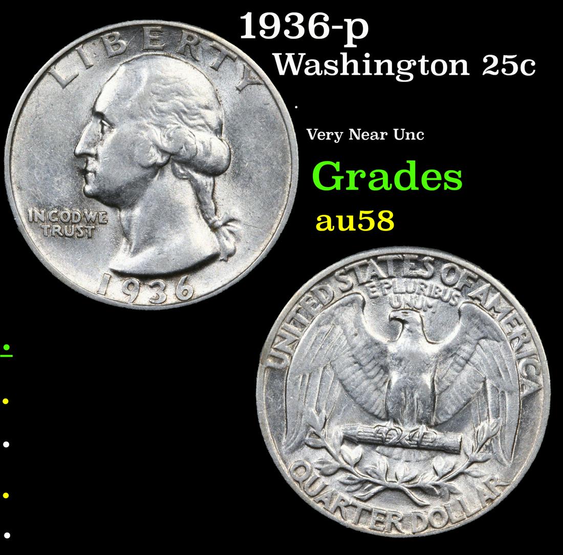 1936-p Washington Quarter 25c Grades Choice AU/BU Slider (1 of 3)