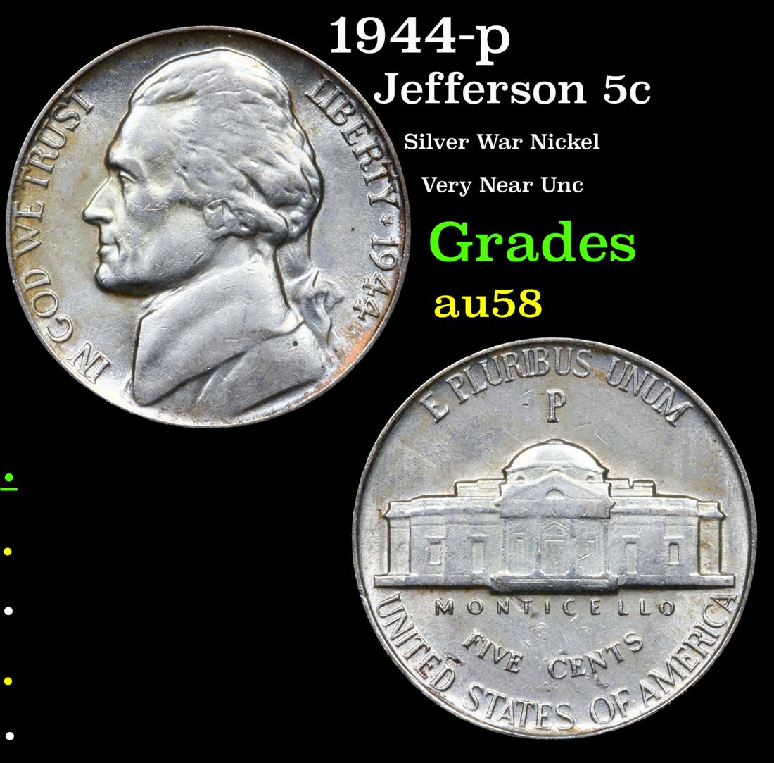 1944-p Jefferson Nickel 5c Grades Choice AU/BU Slider (1 of 3)