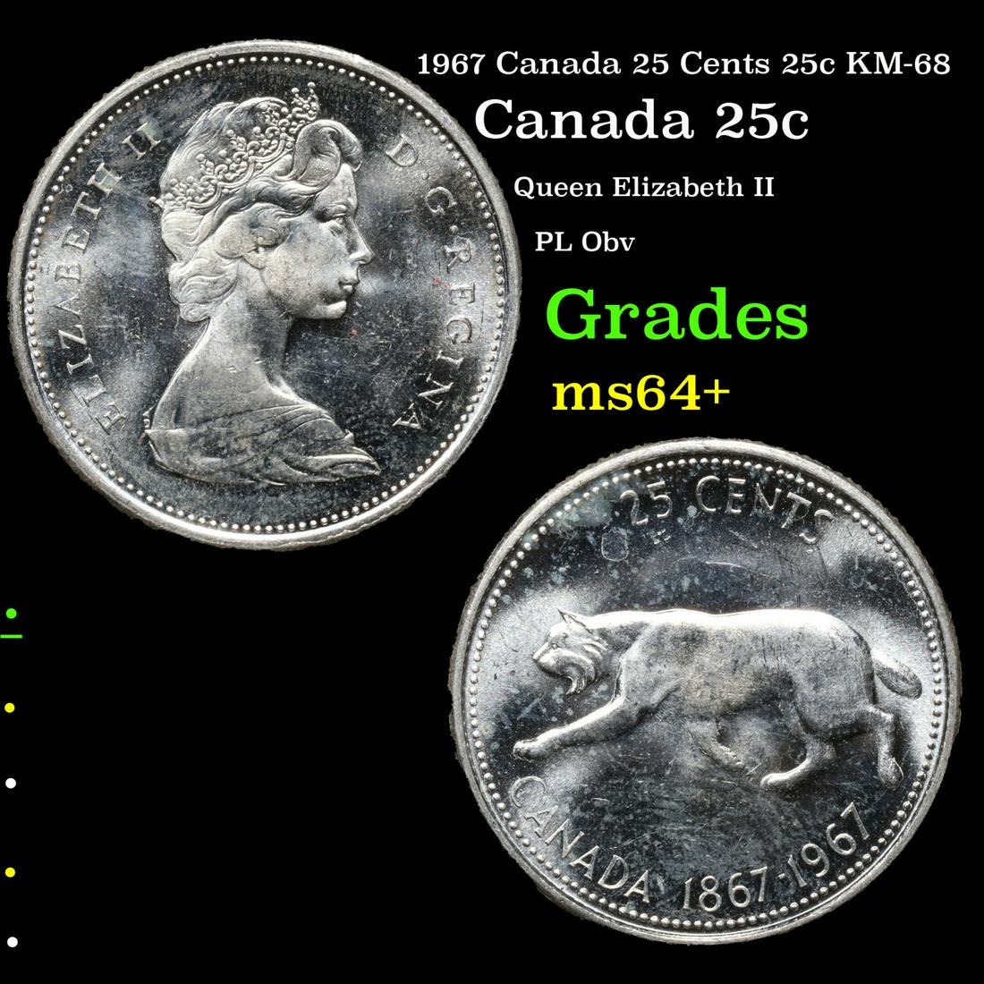 1967 Canada 25 Cents 25c KM-68 Grades Choice+ Unc (1 of 3)