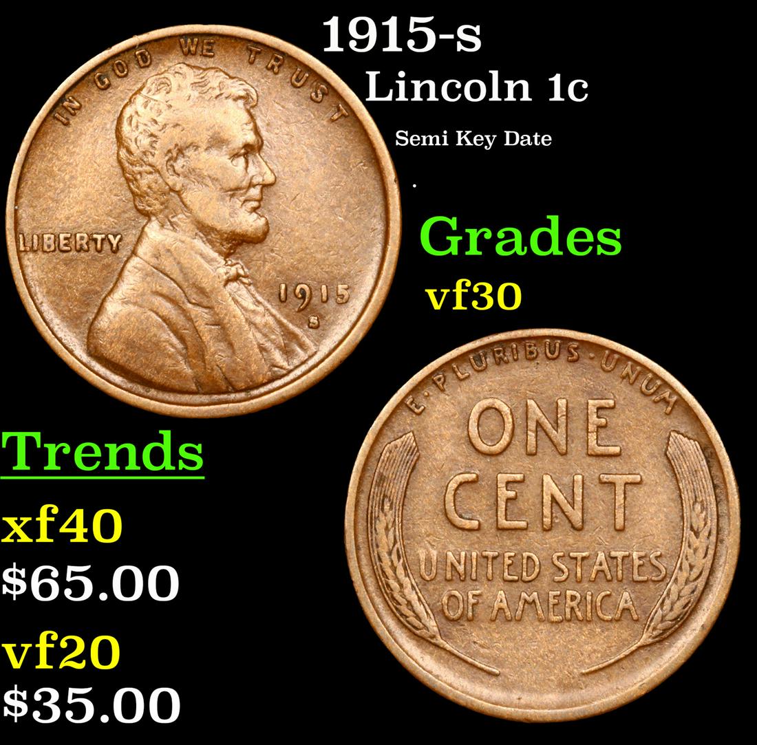 1915-s Lincoln Cent 1c Grades vf++ (1 of 3)
