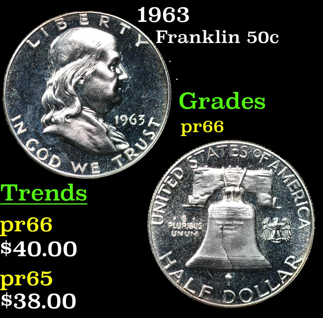 Proof 1963 Franklin Half Dollar 50c Grades GEM+ Proof (1 of 3)