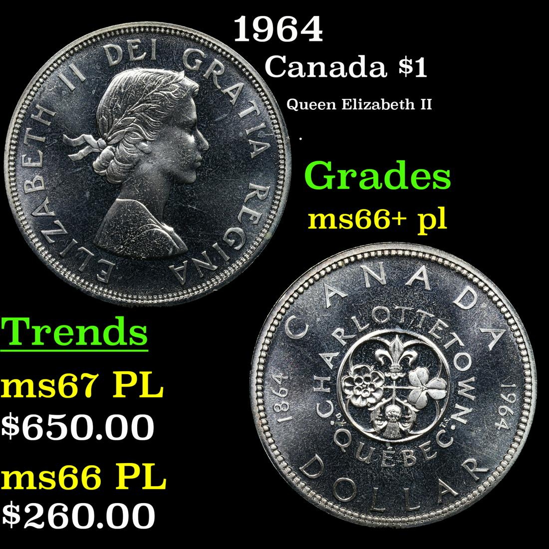 1964 Canada Dollar $1 Grades GEM++ PL (1 of 3)