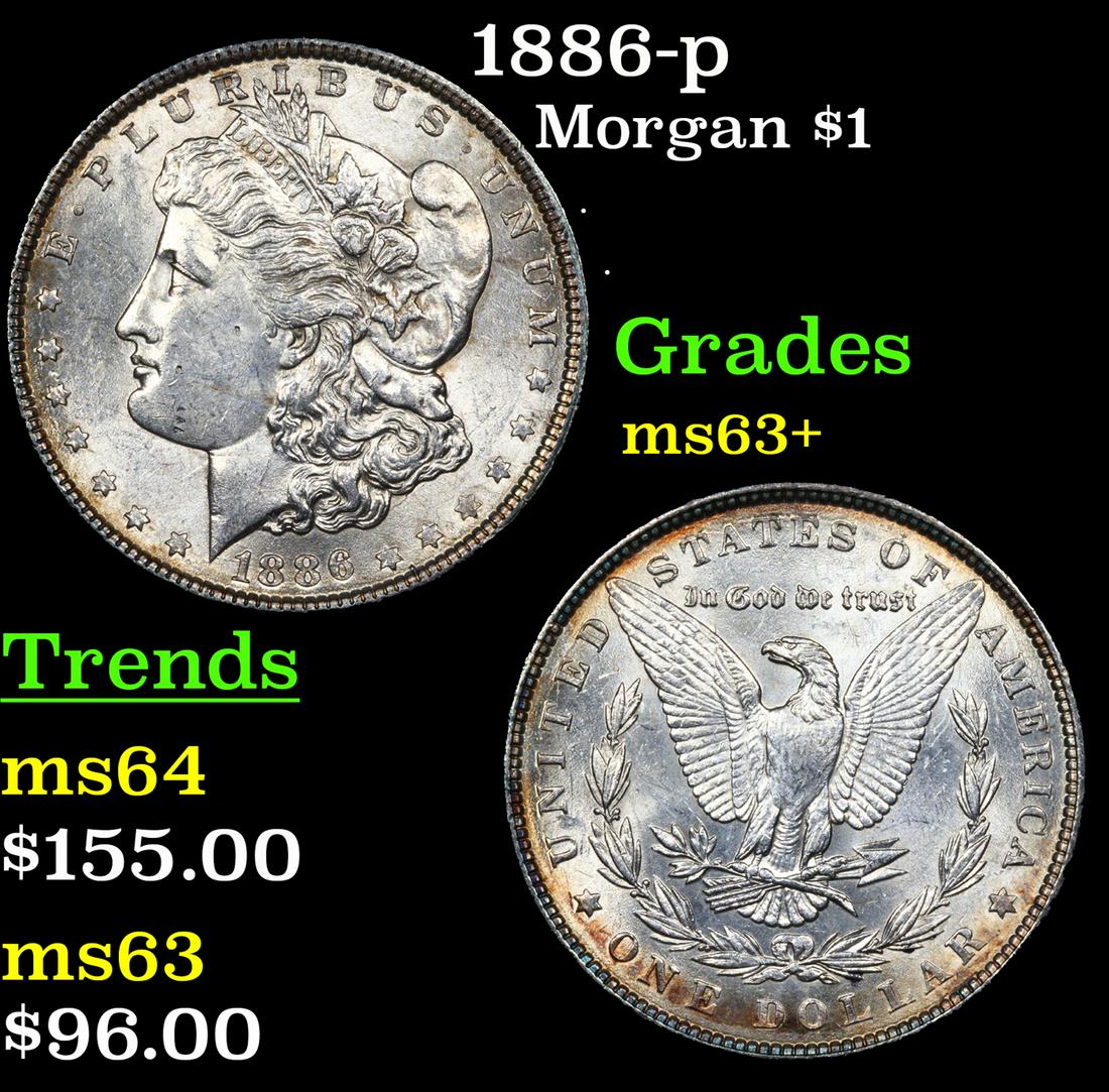 1886-p Morgan Dollar $1 Grades Select+ Unc (1 of 3)