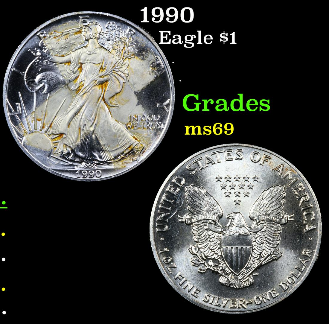 1990 Silver Eagle Dollar $1 Grades ms69 (1 of 3)