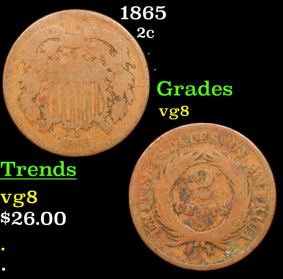 1865 Two Cent Piece 2c Grades vg, very good (1 of 3)
