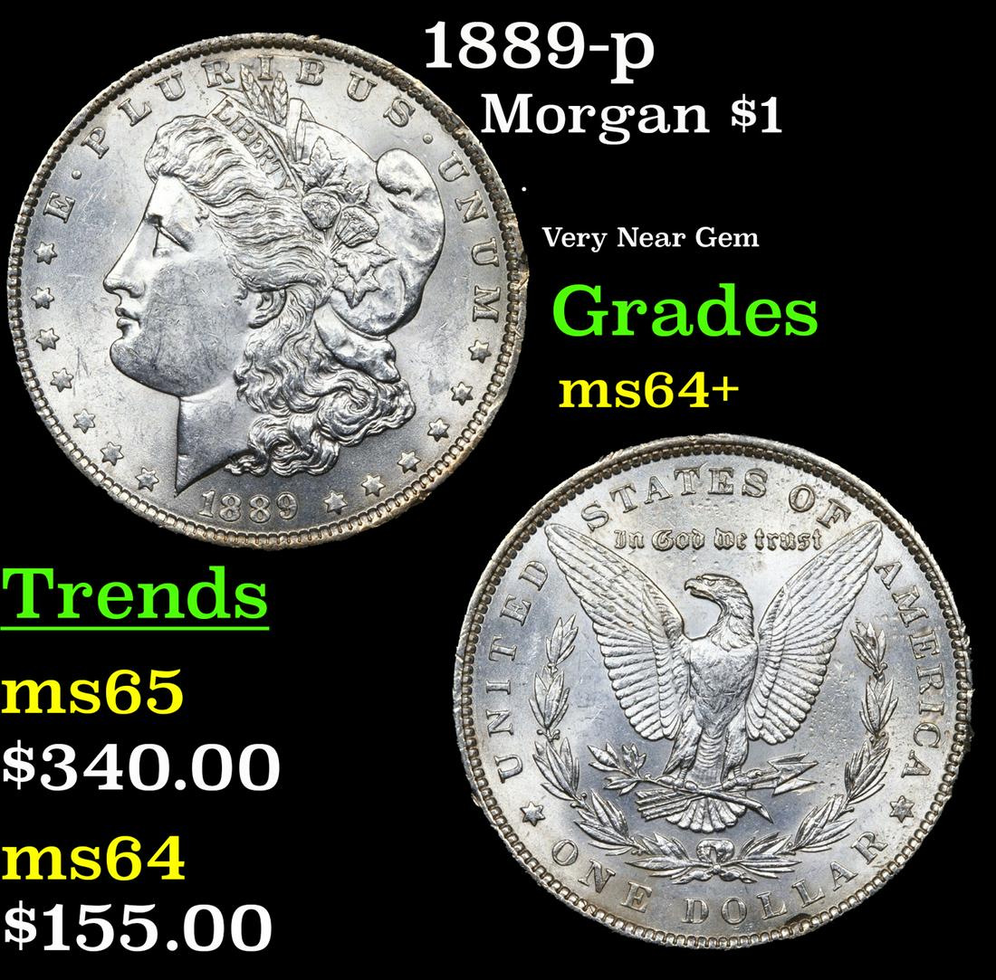 1889-p Morgan Dollar $1 Grades Choice+ Unc (1 of 3)