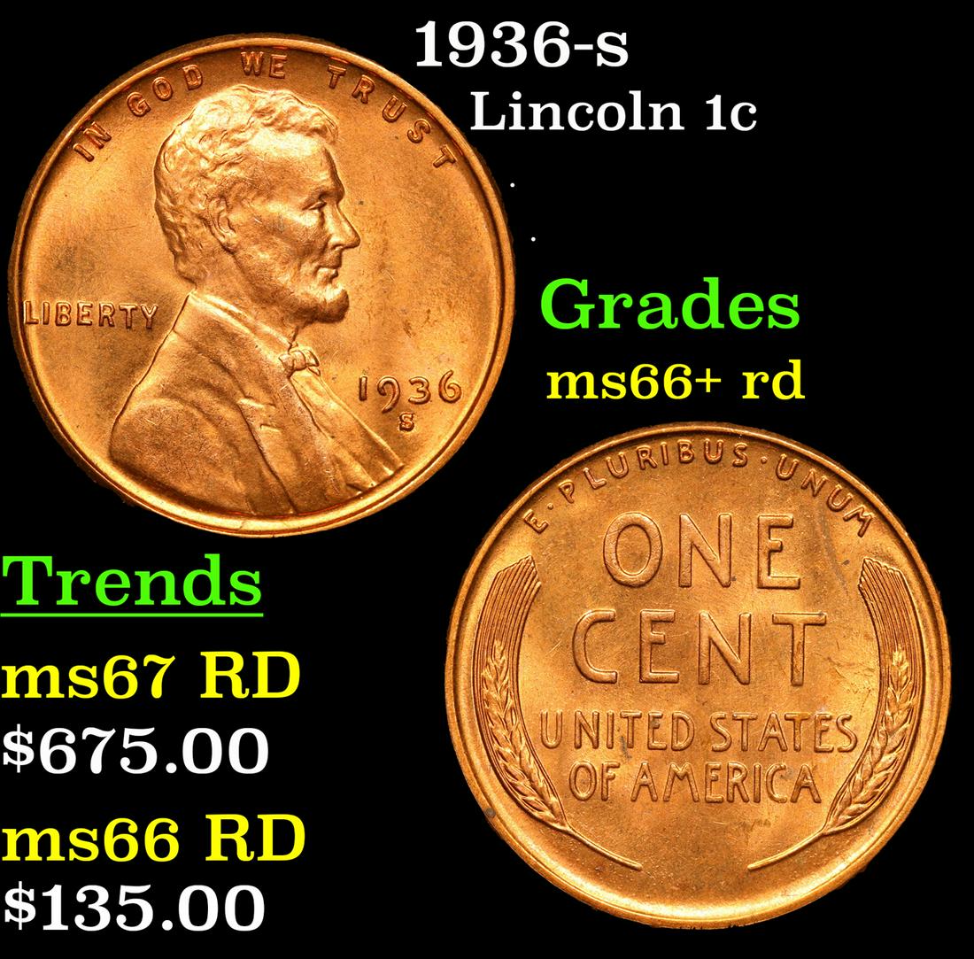1936-s Lincoln Cent 1c Grades GEM++ RD (1 of 3)