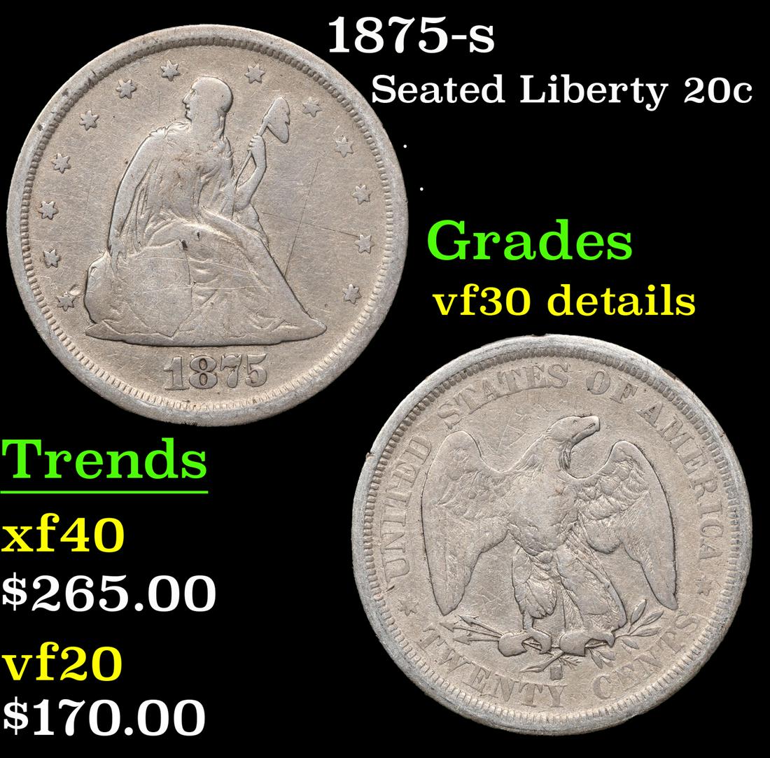 1875-s Twenty Cent Piece 20c Grades VF Details (1 of 3)