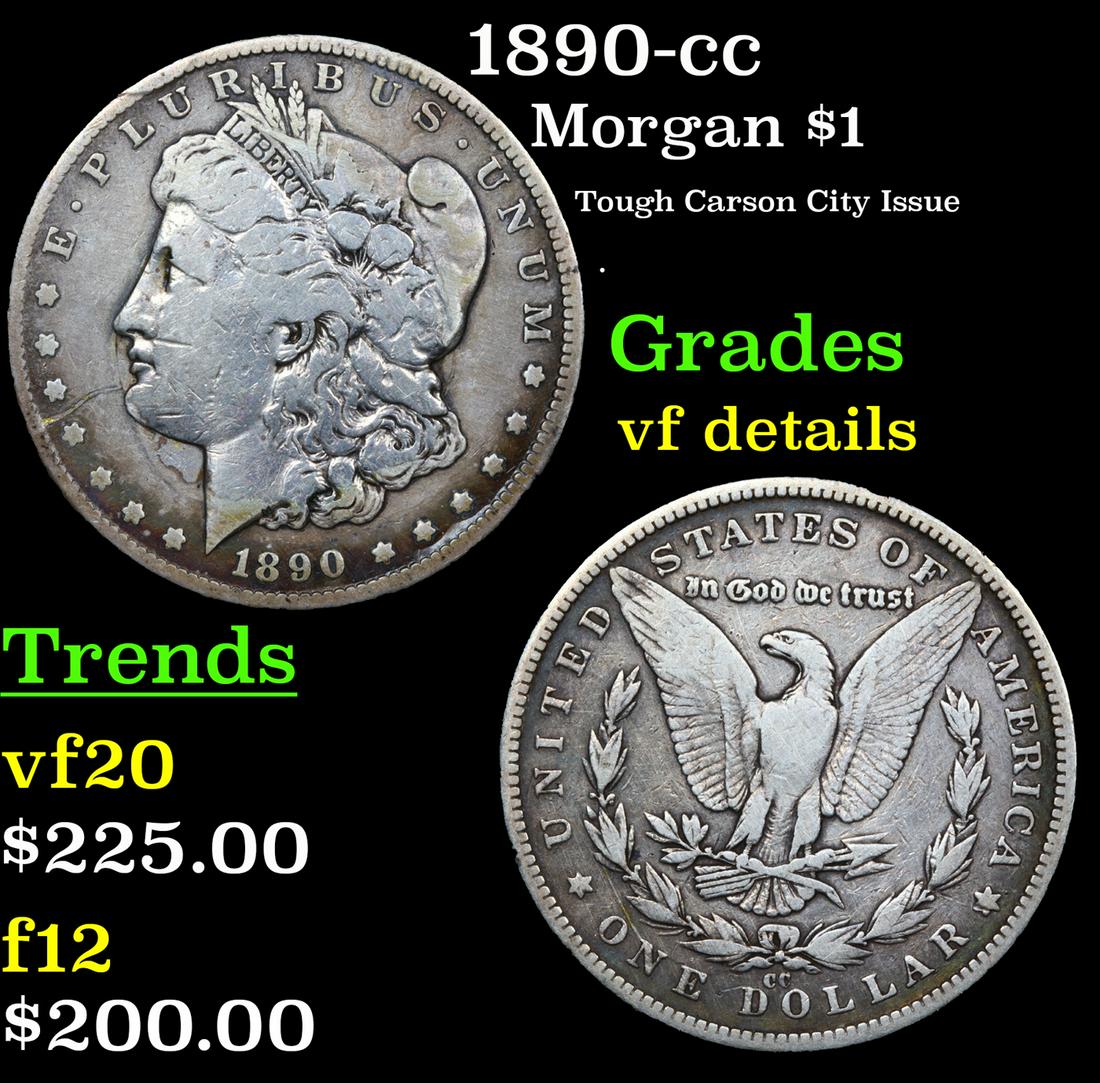 1890-cc Morgan Dollar $1 Grades vf details (1 of 3)