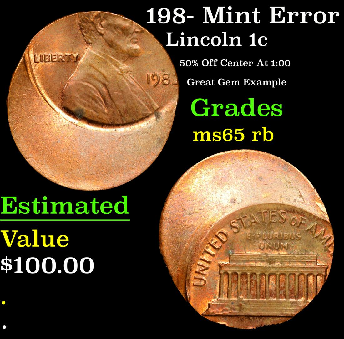 198- Lincoln Cent Mint Error 1c Grades GEM Unc RB (1 of 3)