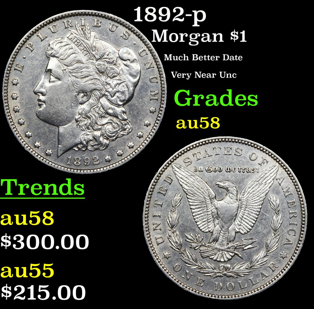1892-p Morgan Dollar $1 Grades Choice AU/BU Slider (1 of 3)