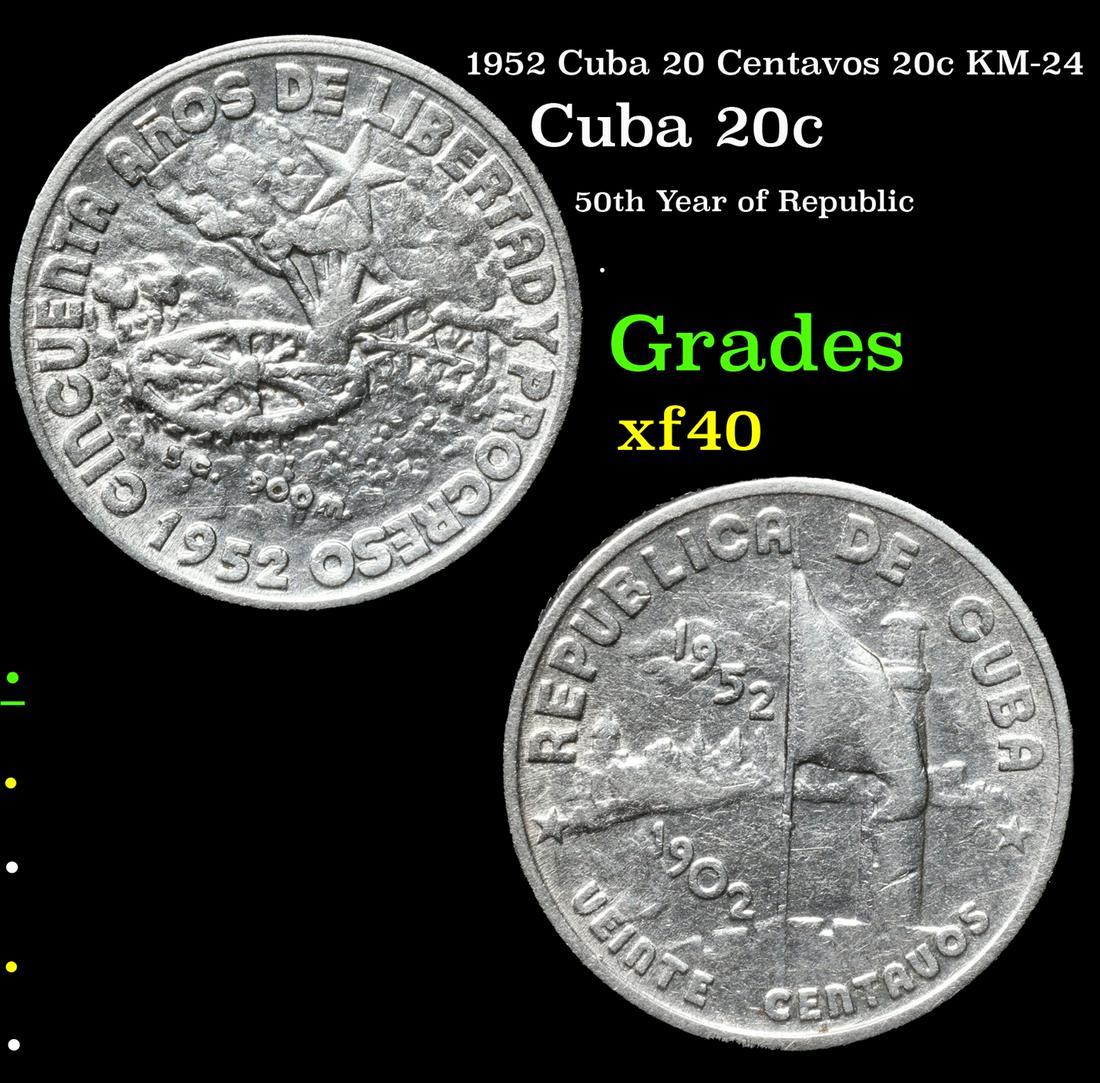 1952 Cuba 20 Centavos 20c KM-24 Grades xf (1 of 3)