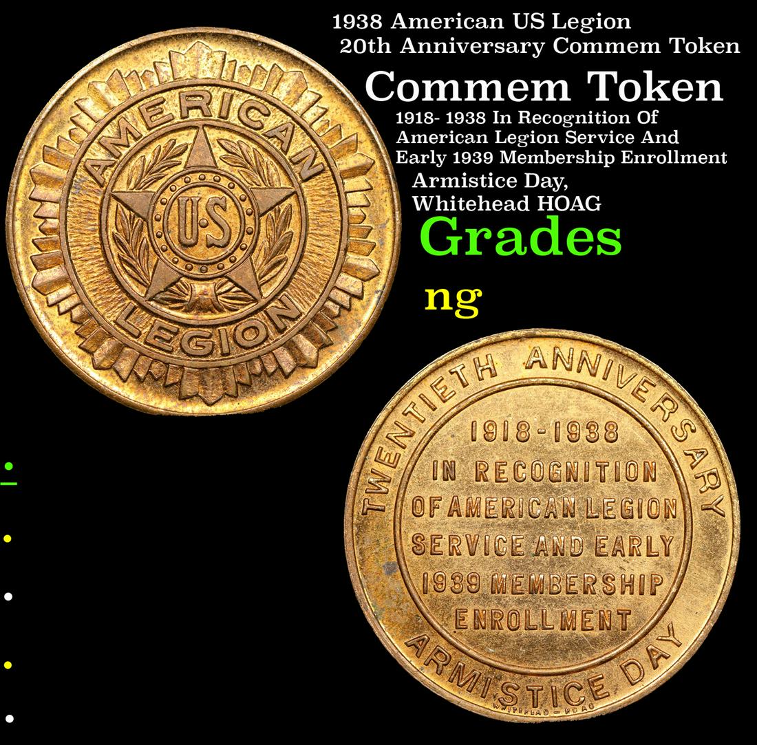 1938 American US Legion 20th Anniversary Commem Token Grades NG (1 of 3)