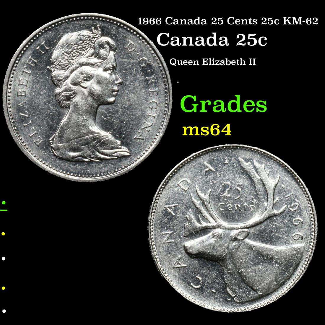 1966 Canada 25 Cents 25c KM-62 Grades Choice Unc (1 of 3)