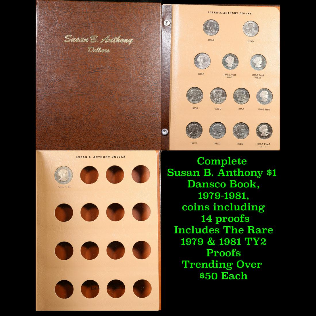 Complete Susan B. Anthony $1 Dansco Book, 1979-1981, coins including 14 proofs. (1 of 4)