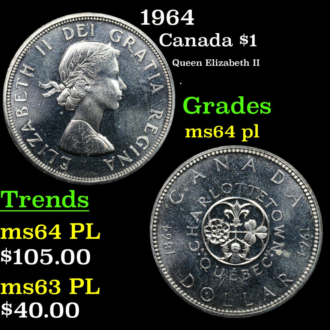 1964 Canada Dollar $1 Grades Choice Unc PL (1 of 3)