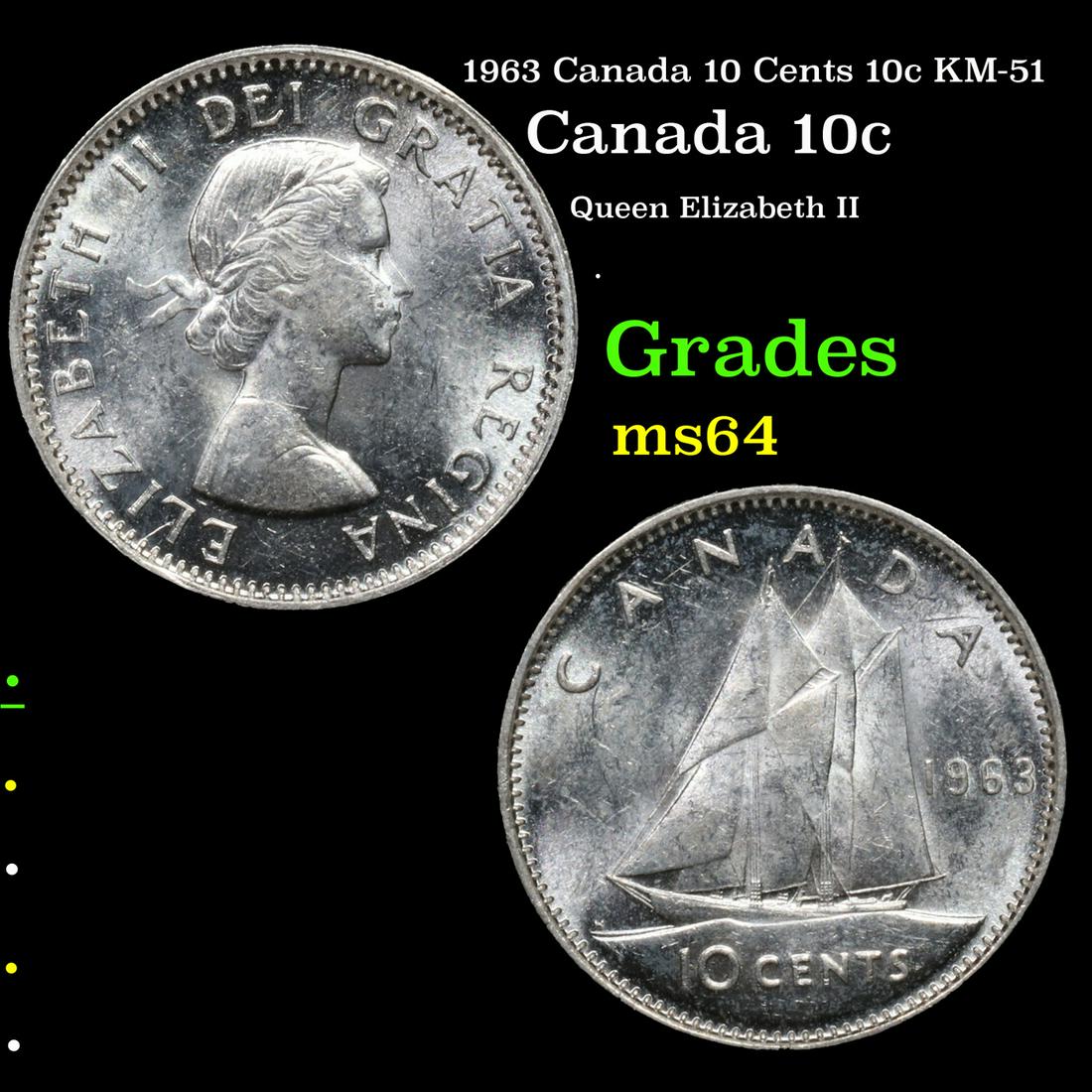1963 Canada 10 Cents 10c KM-51 Grades Choice Unc (1 of 3)