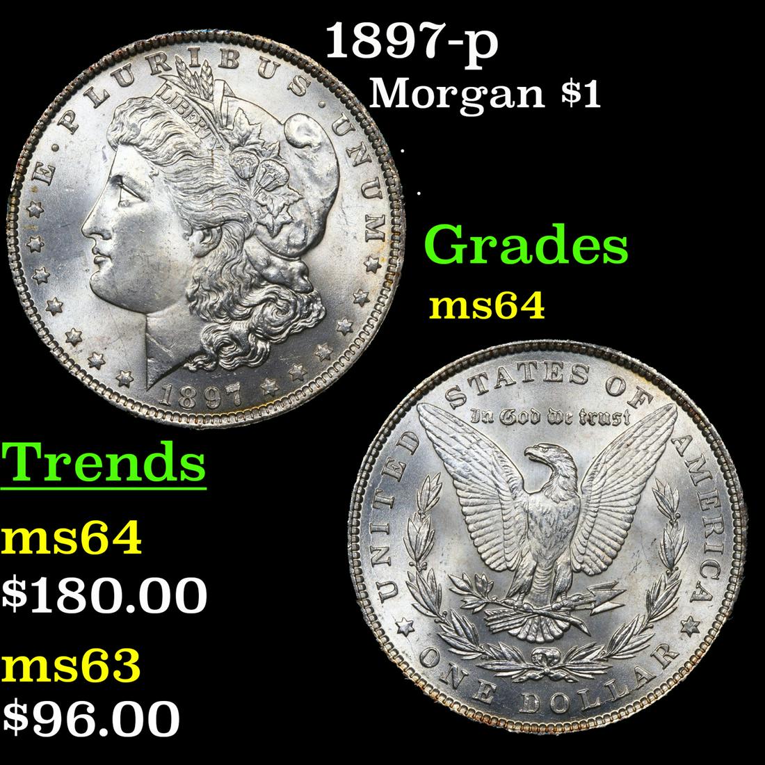1897-p Morgan Dollar $1 Grades Choice Unc (1 of 3)