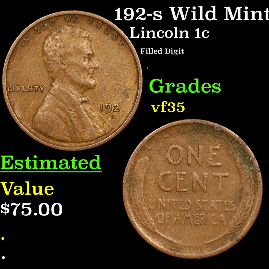 192-s Lincoln Cent Wild Mint Error 1c Grades vf++ (1 of 3)