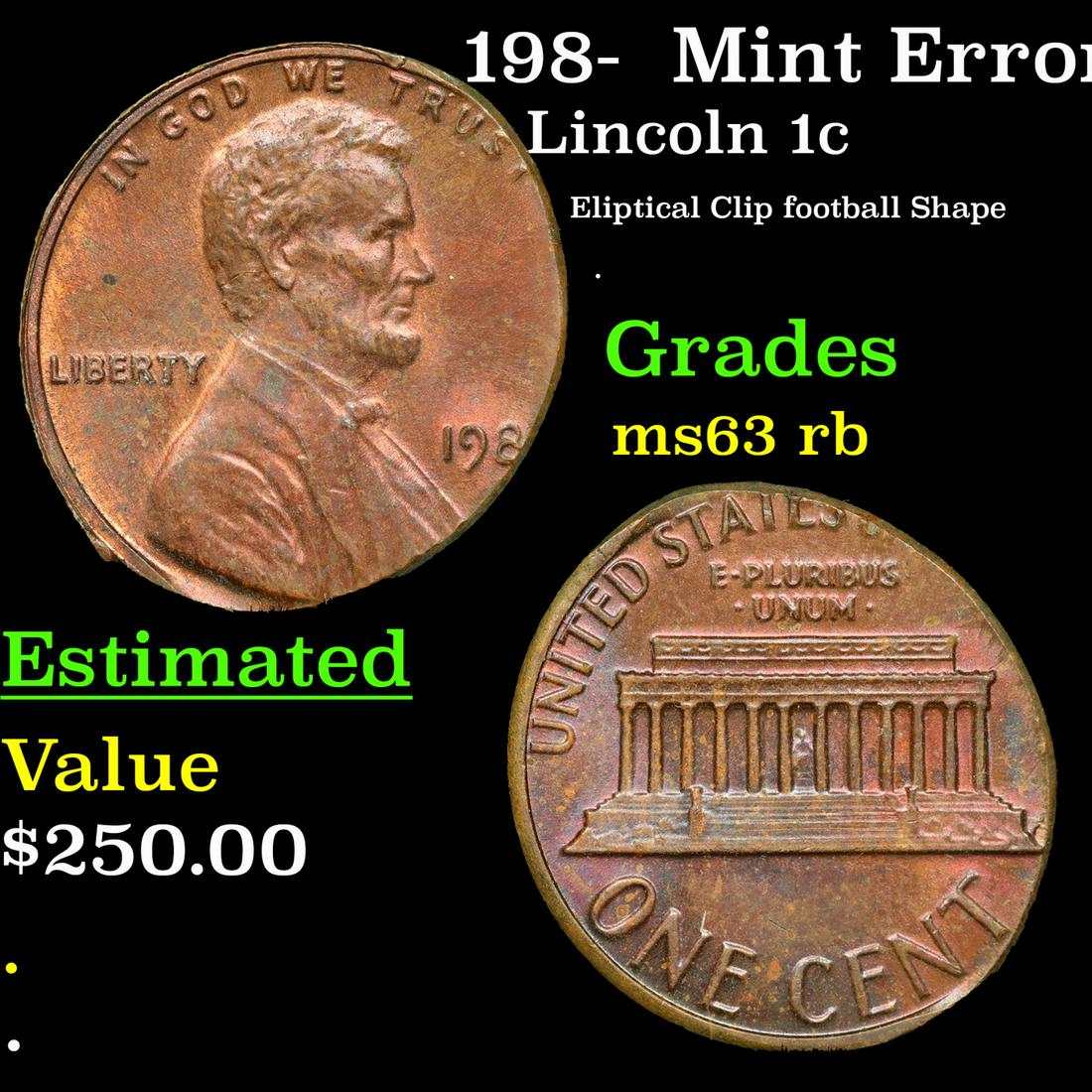 198-  Lincoln Cent Mint Error 1c Grades Select Unc RB (1 of 3)