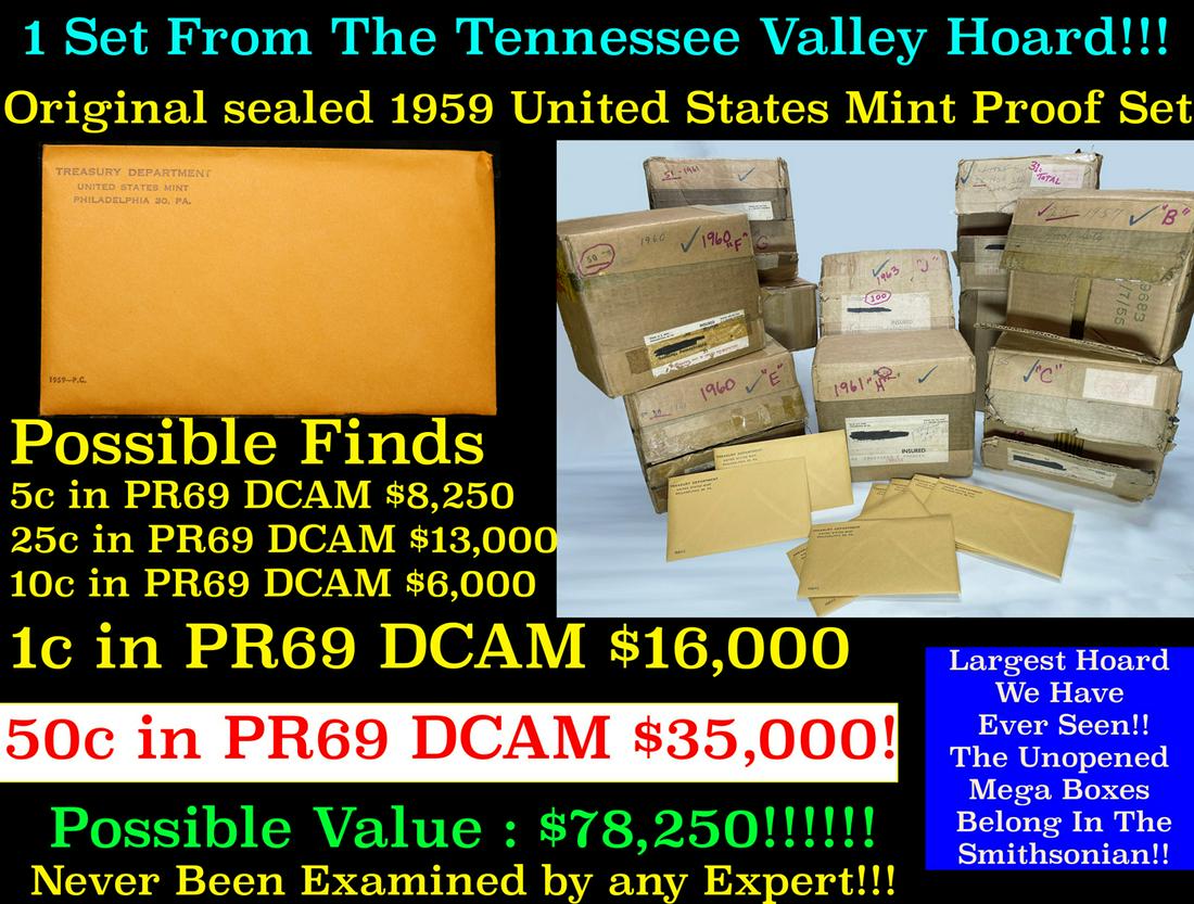 Original sealed 1959 United States Mint Proof Set Tennessee Valley Hoard (1 of 18)