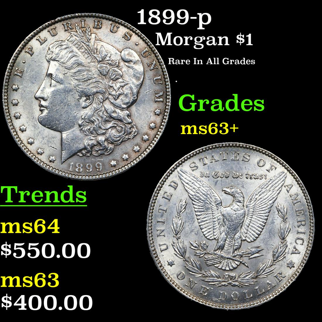 1899-p Morgan Dollar $1 Grades Select+ Unc (1 of 3)